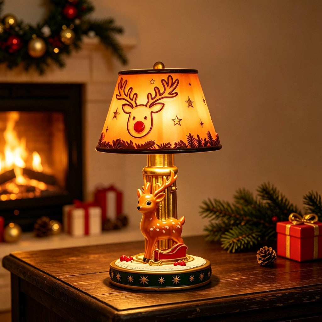 PrimeNest™ Santa Claus Reindeer Table Lamp Resin Craft