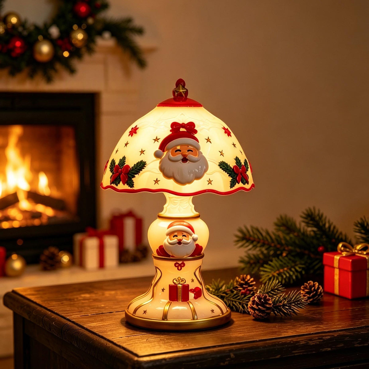 PrimeNest™ Santa Claus Reindeer Table Lamp Resin Craft